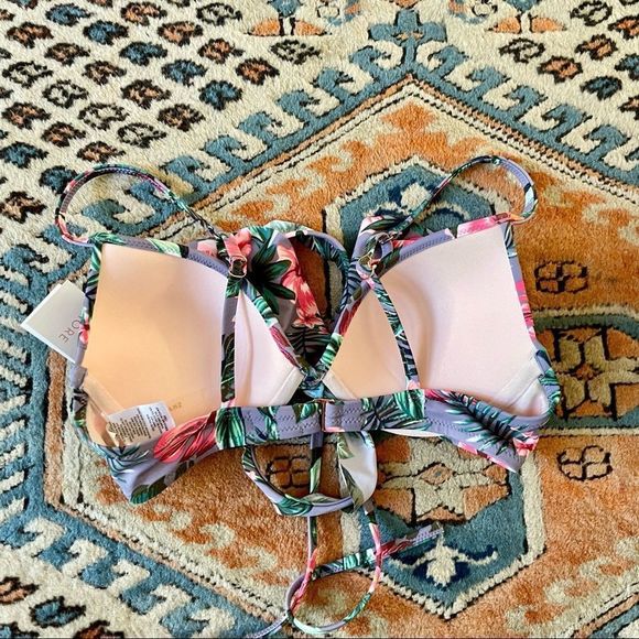 Shade & Shore Light Lift Ruffle Wrap Floral Tropical Bikini Top 36C - Picture 6 of 6